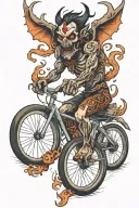 demon on a bicycle tattoo design idea