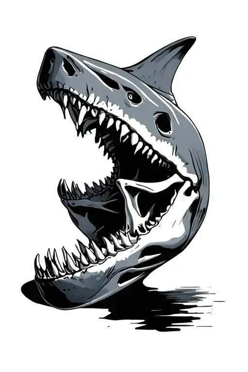 shark jaw skeleton open tattoo design idea