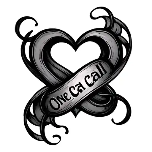 "One call " heart infinity symbol tattoo design idea