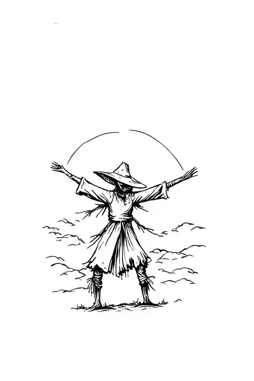 scarecrow with arms spread tattoo design idea