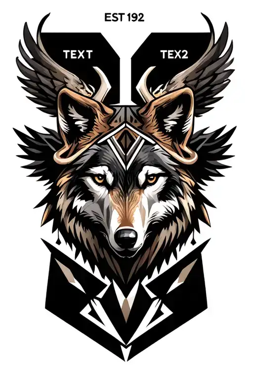 "Est. 1992" wolf deer eagle intertwined tattoo design idea