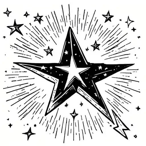 shooting star in space tattoo design idea