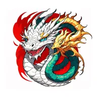 Shenron and Blue Eyes White Dragon wrapped tattoo design idea