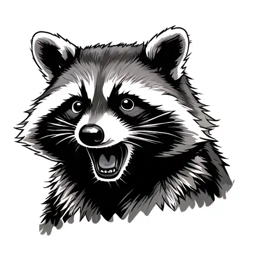 tactical raccoon crying shooting tattoo design idea