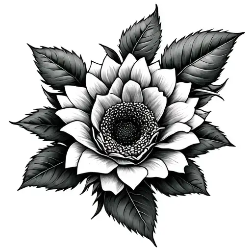 sunflower weed rose intertwined tattoo design idea