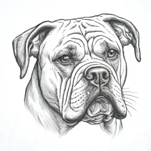 American bulldog sitting tattoo design idea