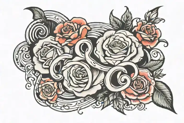 name  SMOOTHBLOOD with roses in space of the letters O  tattoo design idea