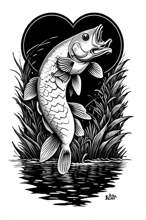 Bike channel and carp fishing tattoo design idea