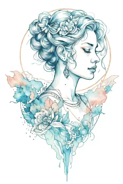 map outline goddess tattoo design idea