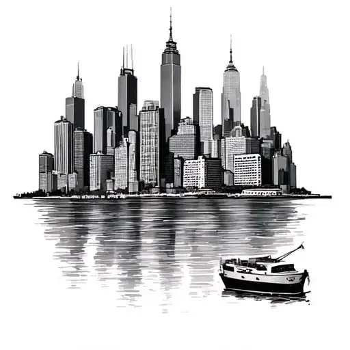 Chicago skyline with waterfront tattoo design idea