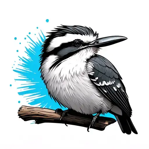 Kookaburra with blue hint tattoo design idea