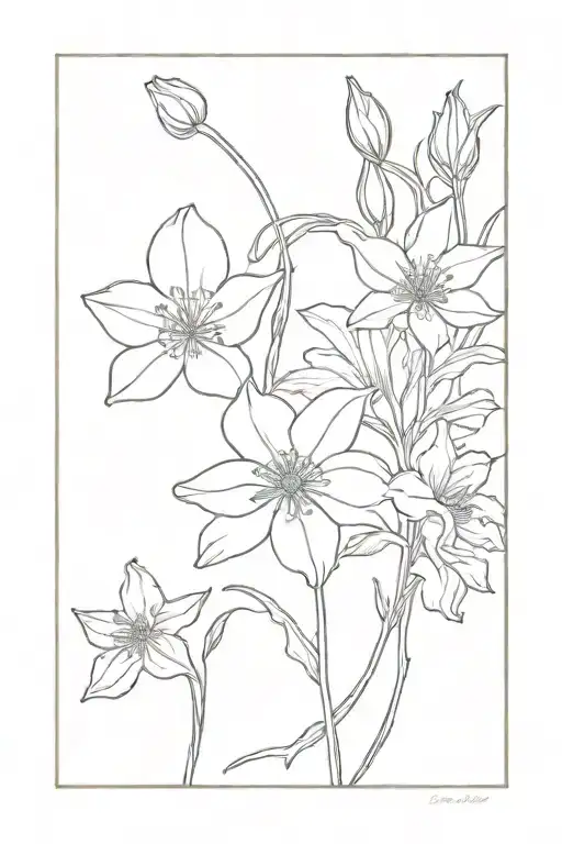    Cosmos, morning glory’s, daffodils, Chrysanthemums, Lily of the valleys with vines  tattoo design idea