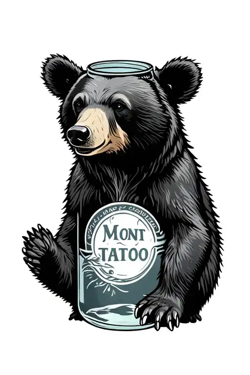 moonshine jar black bear tattoo design idea