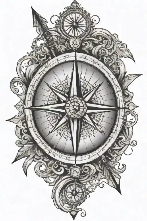 Compass with arrow pointing south  tattoo design idea