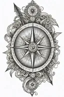 Compass with arrow pointing south  tattoo design idea