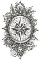 Compass with arrow pointing south  tattoo design idea