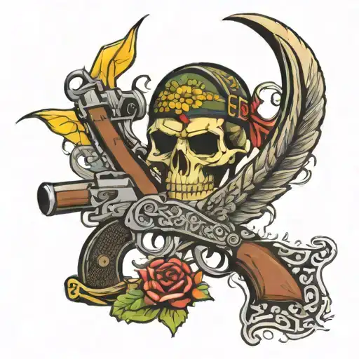 don't tread on me flintlock pistols tattoo design idea