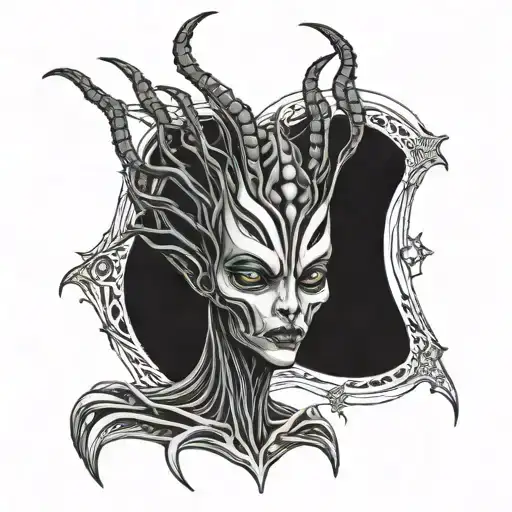 Xenmorph Queen from the Alien movie franchise in a hispanic/mexican meets halloween theme tattoo design idea