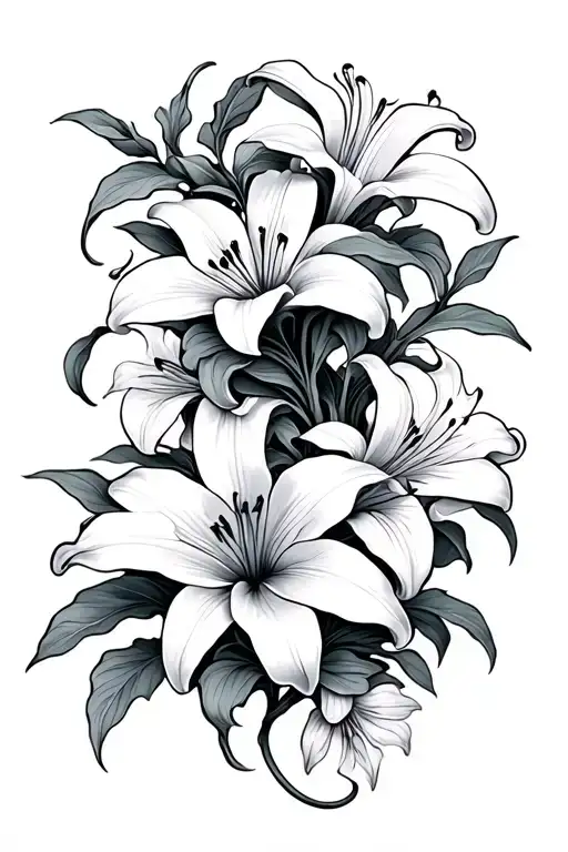 vines wrapped w lily flowers tattoo design idea