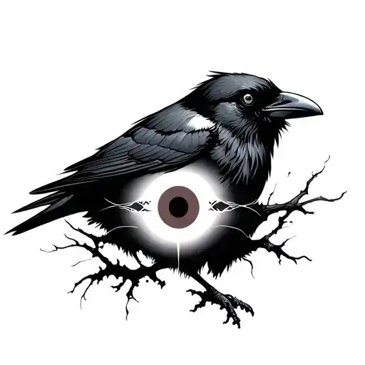 CROW WITH SHARINGAN tattoo design idea
