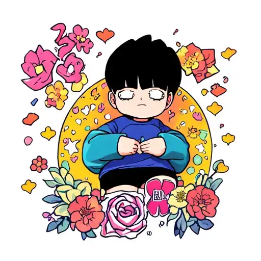 mob psycho 100 kawaii chubby tattoo design idea