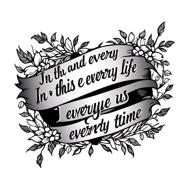 a tattoo symbol for eternal love and marriage around the phrase "In this and every life, I choose us everytime". tattoo design idea