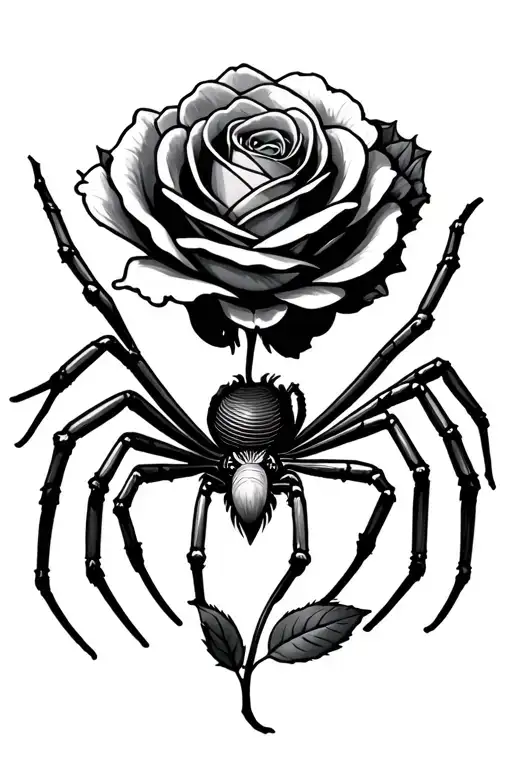 spider, but it has a rose for a body tattoo design idea