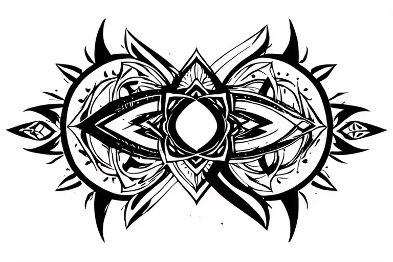 blackout with chakra symbols tattoo design idea