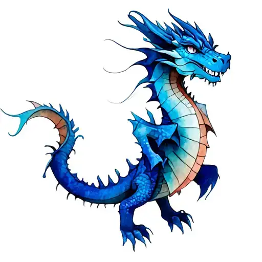 mini dragons one blue tattoo design idea