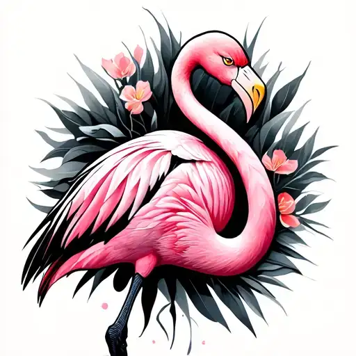 Pink Flamingo tattoo design idea
