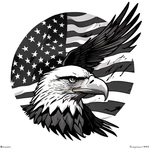 bald Eagle and American flag tattoo design idea