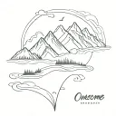 overcome ocean and mountains tattoo design idea