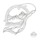 overcome ocean and mountains tattoo design idea