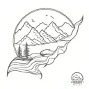 overcome ocean and mountains tattoo design idea
