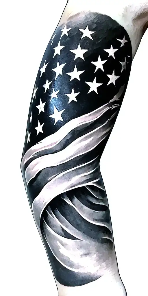 patriotic arm sleeve tattoo design idea