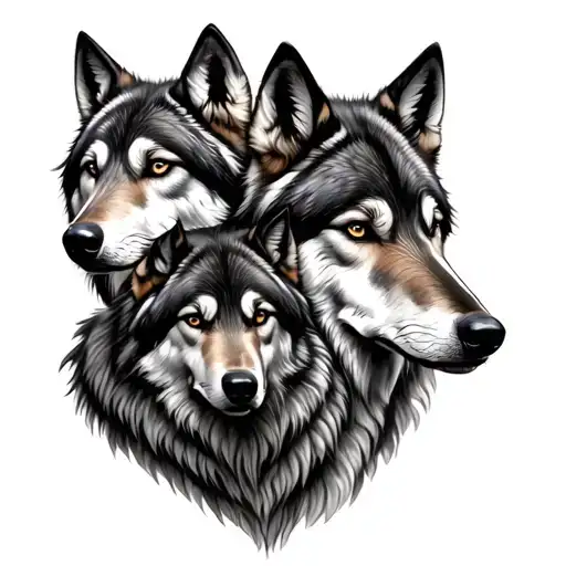 three wolves representing family tattoo design idea