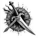 Broken double edge sword tattoo design idea