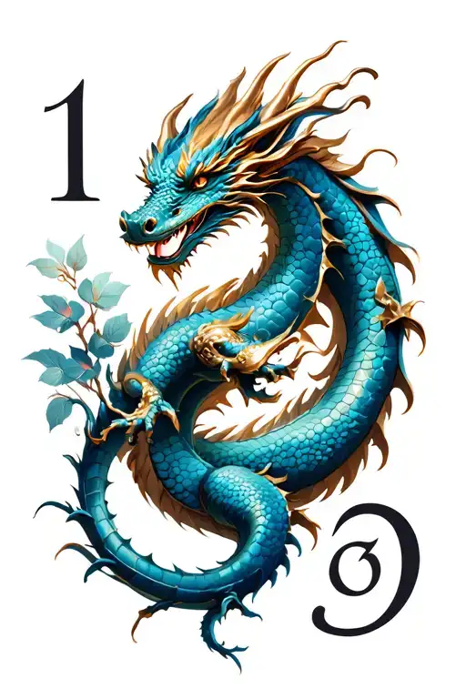 Dragon, Metal,Yang, 1, 6, 7,Gold, Silver, White, Bleeding Heart Vine, Larkspur, East, North  tattoo design idea