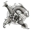 koi fish, japanese cranes and smoke design arm tattoo tattoo design idea