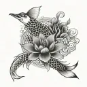 koi fish, japanese cranes and smoke design arm tattoo tattoo design idea