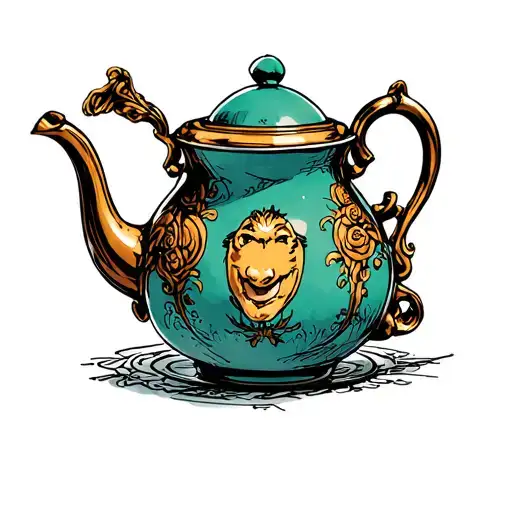 The beautiful and the beast " - specifically I want the iconic characters Madame Pottine (the teapot) and chip (the TAS tattoo design idea