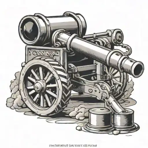 army artillery cannon and drill sergeant  tattoo design idea