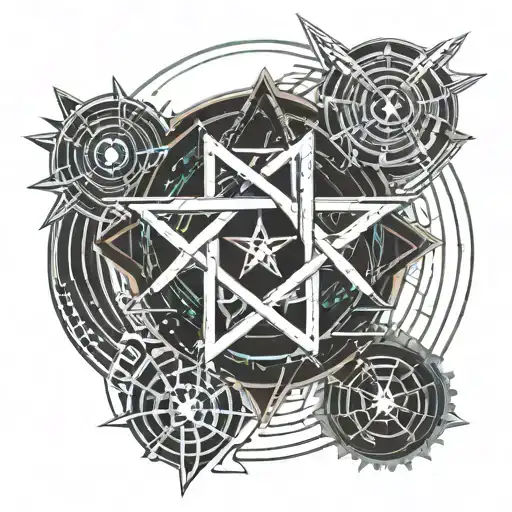 Lilith , pentagram intertwined tattoo design idea