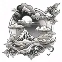 half sleeve cloudy sky loverboy tattoo design tattoo design idea