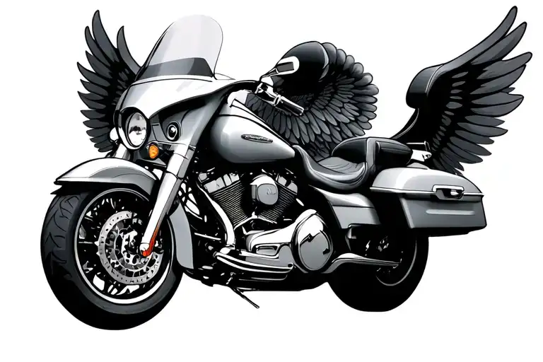 harley davidson road glide with wings spread tattoo design idea