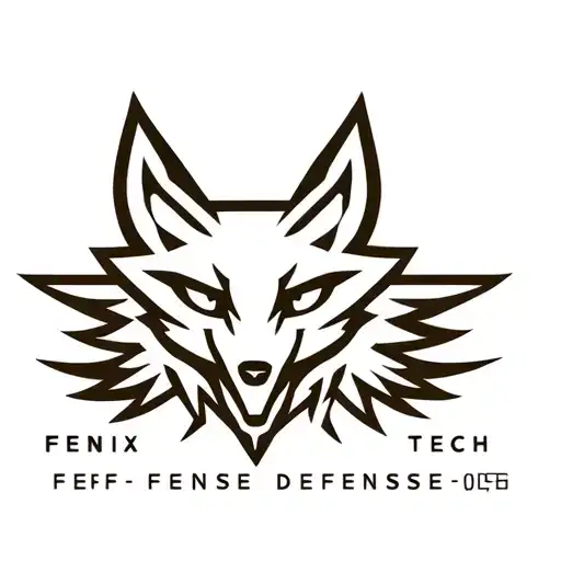 "Fenix Defense Tech" Military Style Fox Head with Phoenix Body with strength logo tattoo design idea