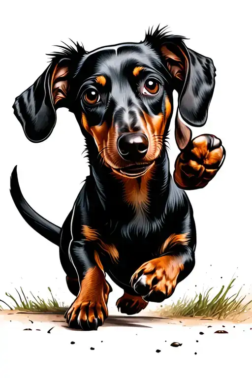 dachshund  running tattoo design idea