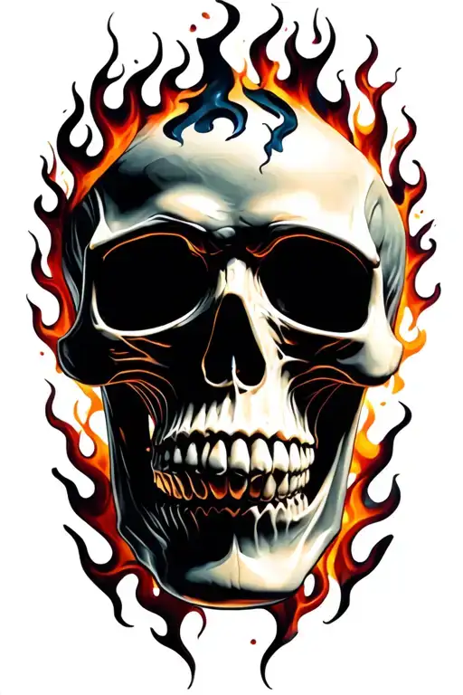 Flaming skull tattoo design idea