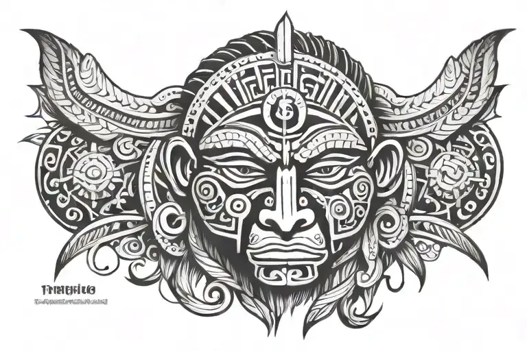 taino tribal sleeve tattoo design idea