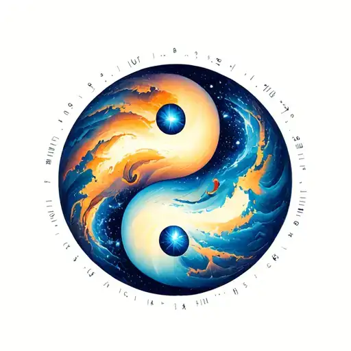 pulsar map in an yin yang symbol tattoo design idea